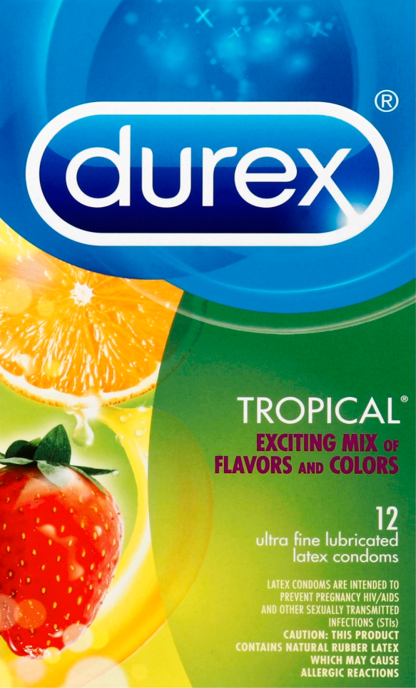 DUREX Tropical Exciting Mix of Flavors and Colors Condoms